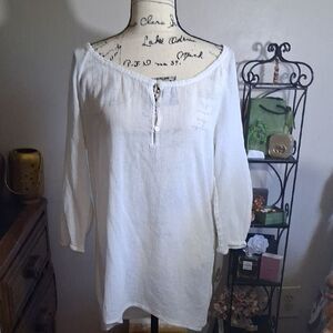 J. Crew Off-White Women's Sheer 100% Cotton Tunic Top/ Cover Up Small